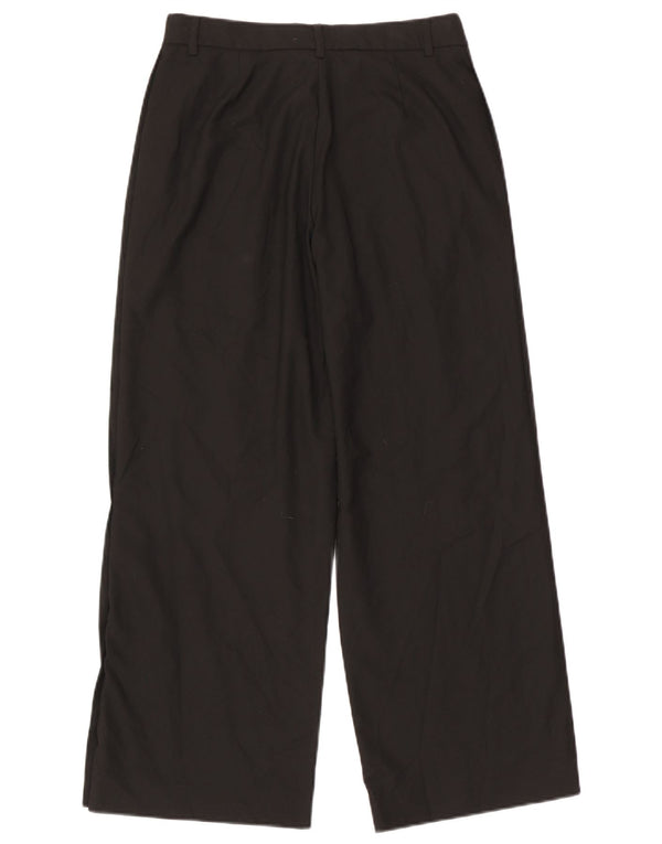 Zara Mujer Pantalones Casuales De Pierna Ancha Pequeño W26 L28 Poliéster Negro