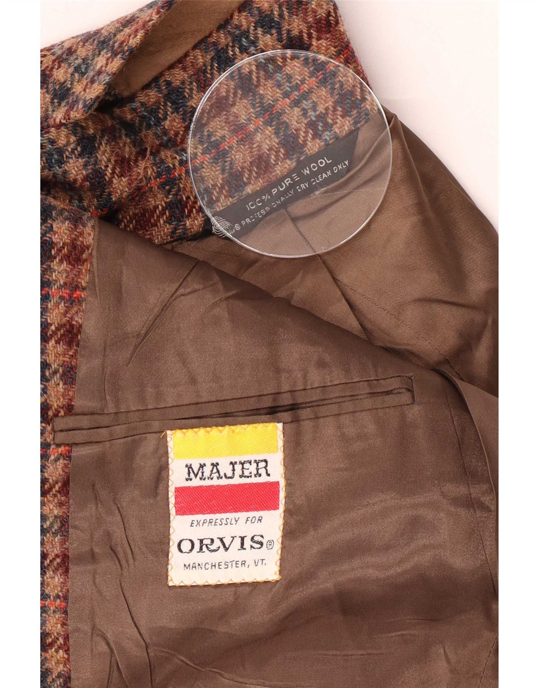 Orvis Chaqueta tipo blazer de 3 botones para hombre UK 38 Marrón medio Pata de gallo