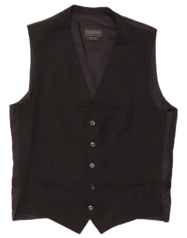 Zara Hombre Chaleco Mediano Lana Negro