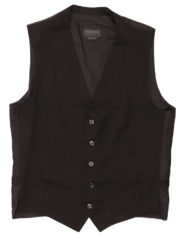 Zara Hombre Chaleco Mediano Lana Negro