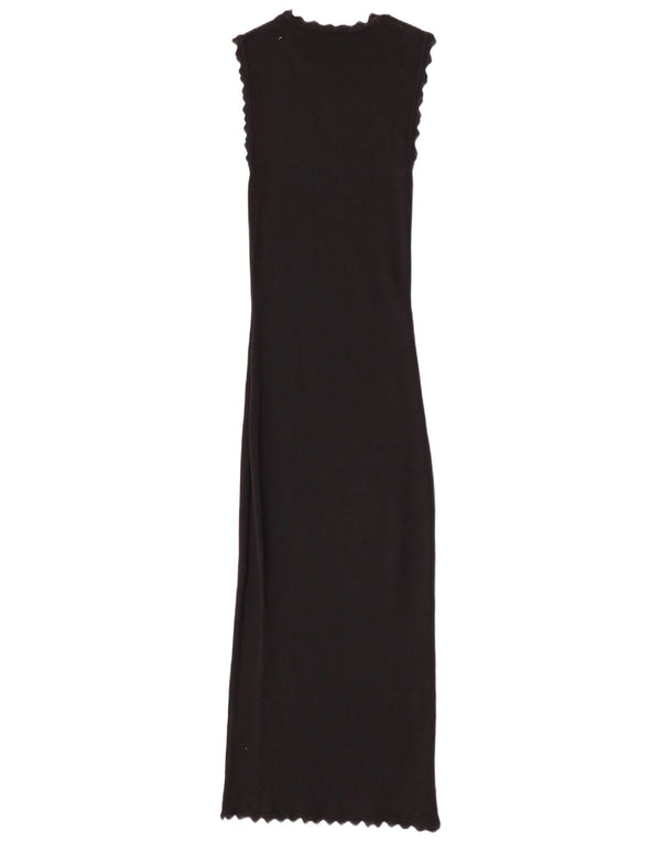 Zara Vestido largo sin mangas para mujer UK 8 Small Viscosa negra