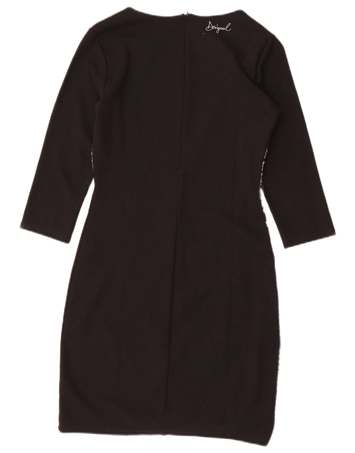 Desigual Vestido tubo de manga 3/4 para mujer UK 10 Small Black Patchwork