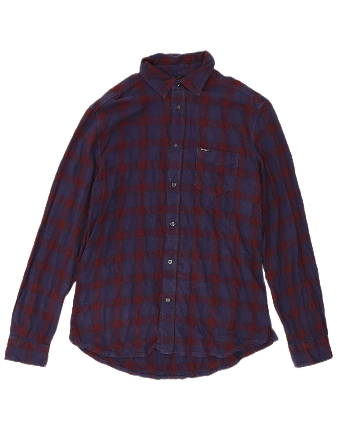 Diesel Camisa De Franela Hombre XL Algodón A Cuadros Azul Marino