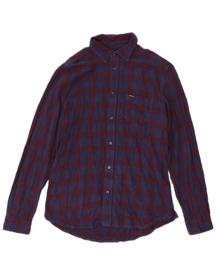 Diesel Camisa De Franela Hombre XL Algodón A Cuadros Azul Marino