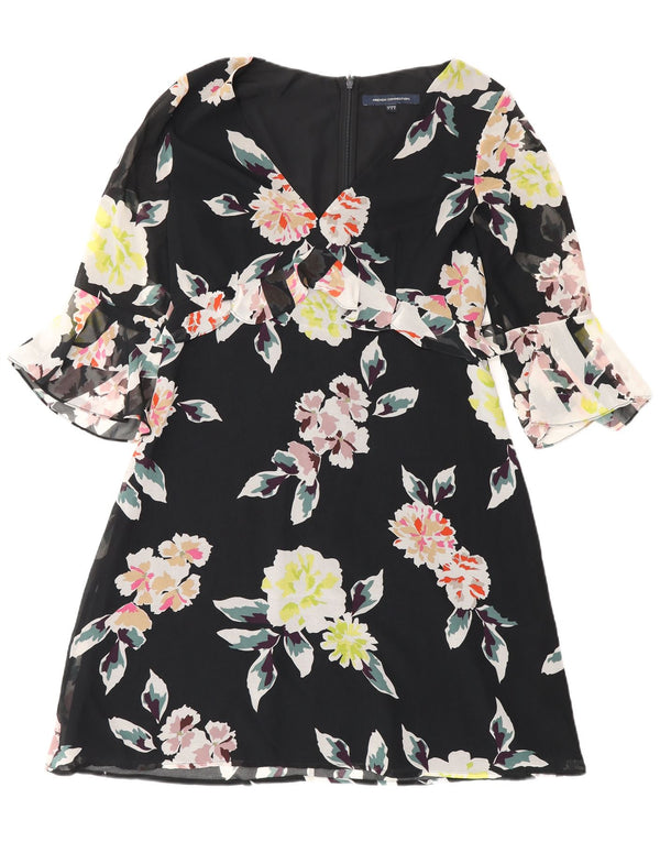 French Connection Vestido Imperio de Manga 3/4 para Mujer UK 40 Mediano Negro Floral