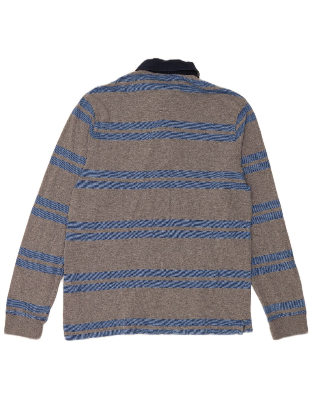 Marks & Spencer Polo de rugby de manga larga para hombre, talla pequeña, gris, a rayas