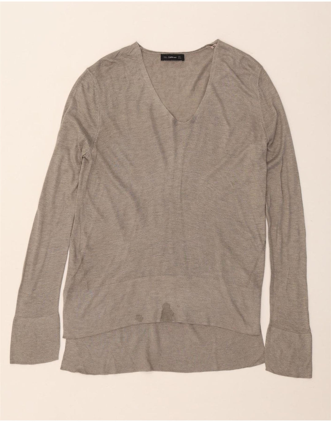 ZARA Mujer Jersey con Cuello en V Jersey UK 10 Small Gris