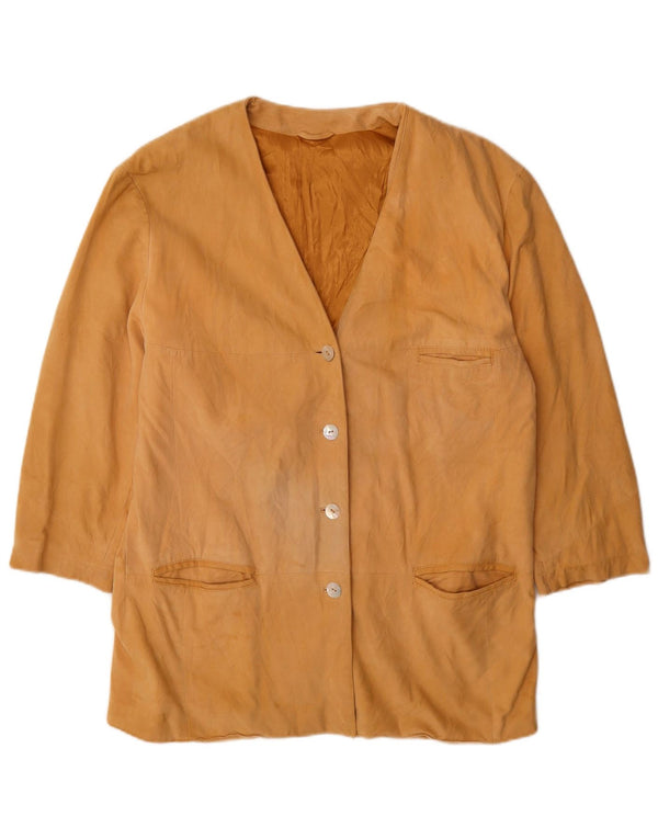 Vintage Womens 4 Button Suede Blazer Jacket EU 42 Large Beige