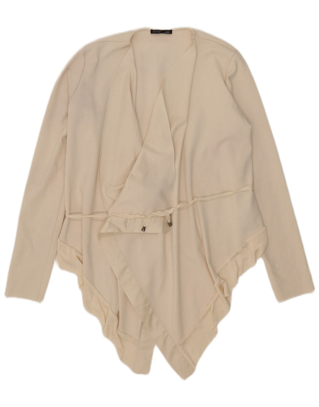 Zara Mujer Cárdigan Asimétrico Top UK 10 Small Off White Poliéster
