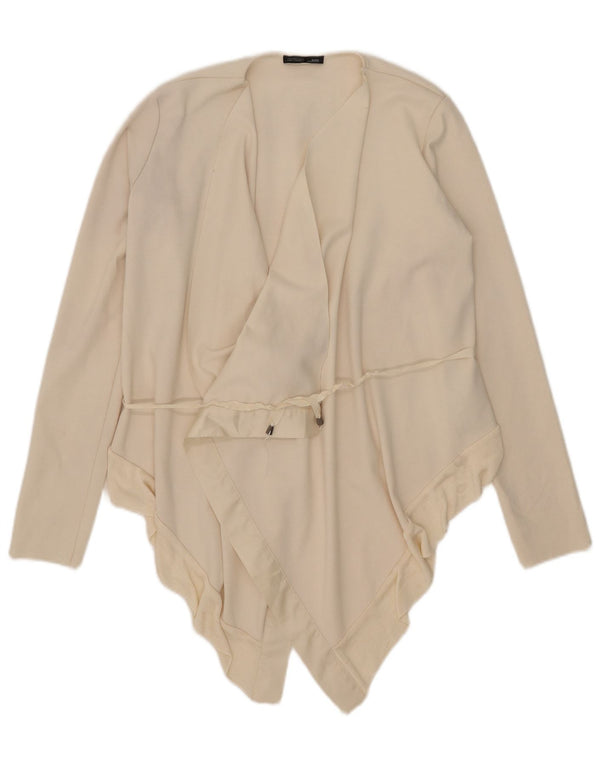 Zara Mujer Cárdigan Asimétrico Top UK 10 Small Off White Poliéster