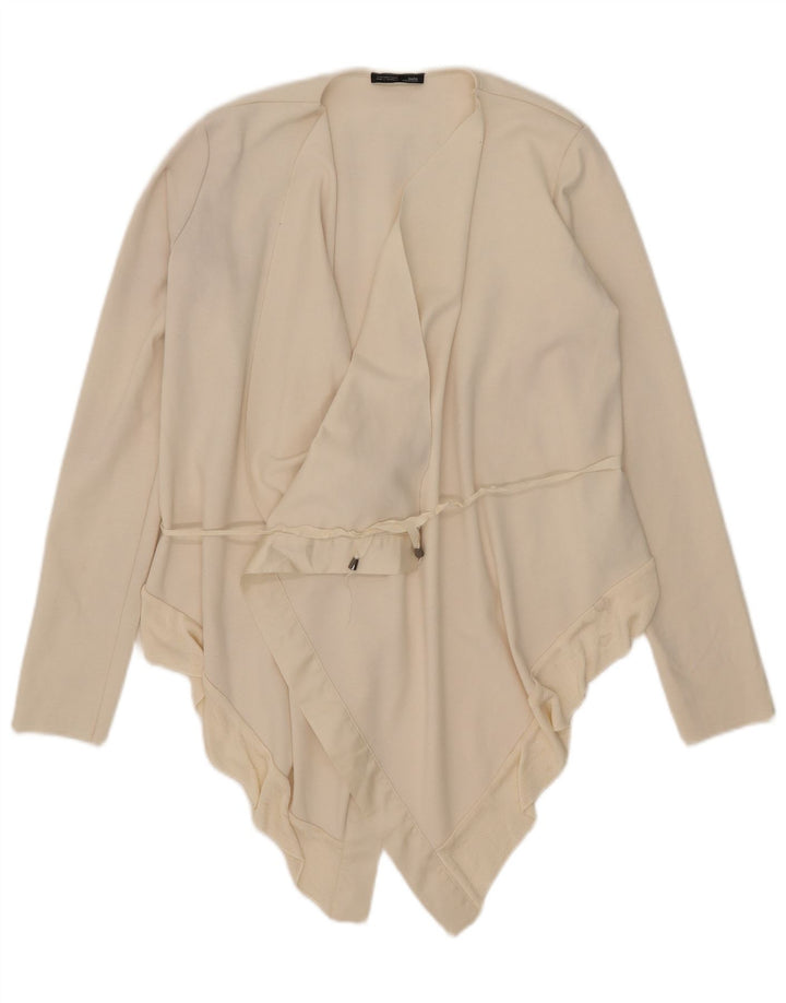 Zara Mujer Cárdigan Asimétrico Top UK 10 Small Off White Poliéster