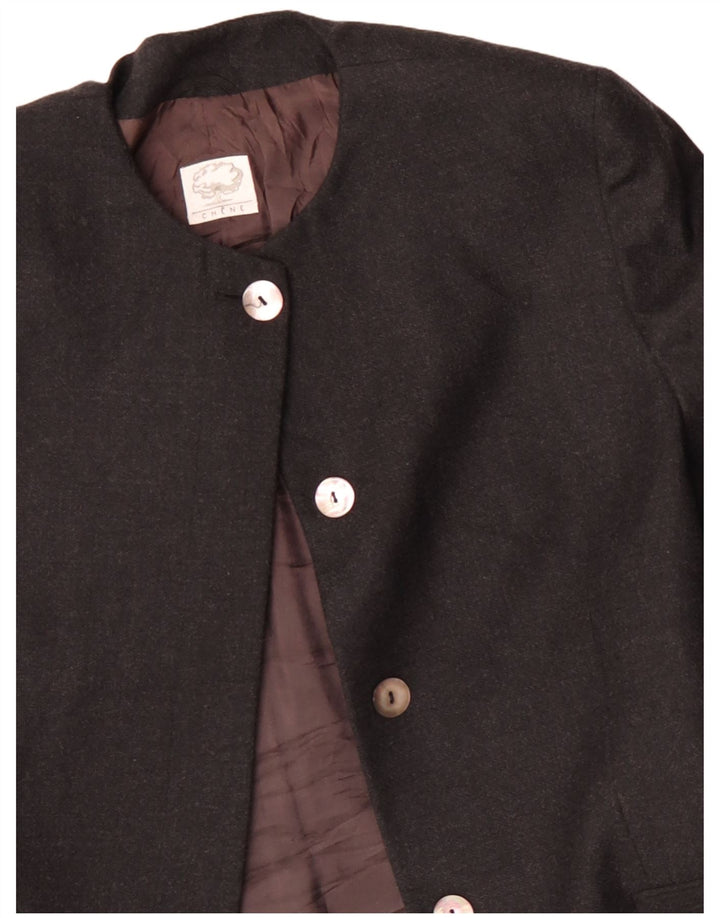 Vintage mujer longline 4 botones Blazer chaqueta IT 48 XL lana gris