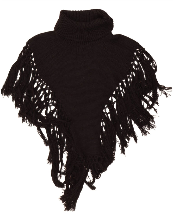 Vintage mujer rollo cuello poncho jumper un tamaño negro