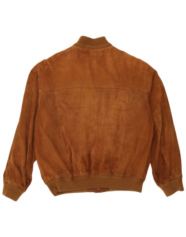 Vintage hombres ante bomber chaqueta IT 55 2XL cuero marrón