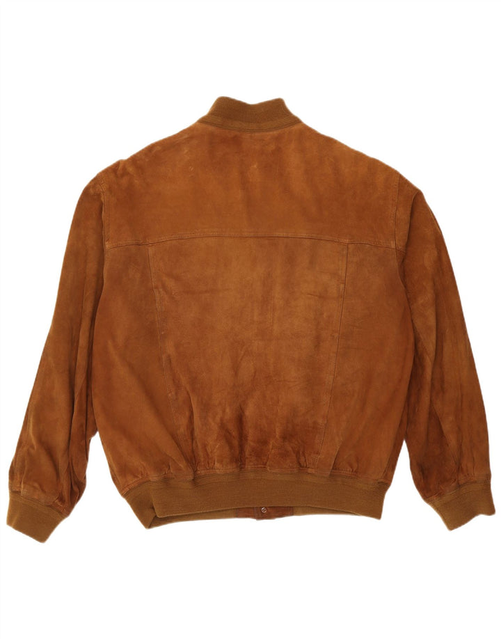Vintage hombres ante bomber chaqueta IT 55 2XL cuero marrón