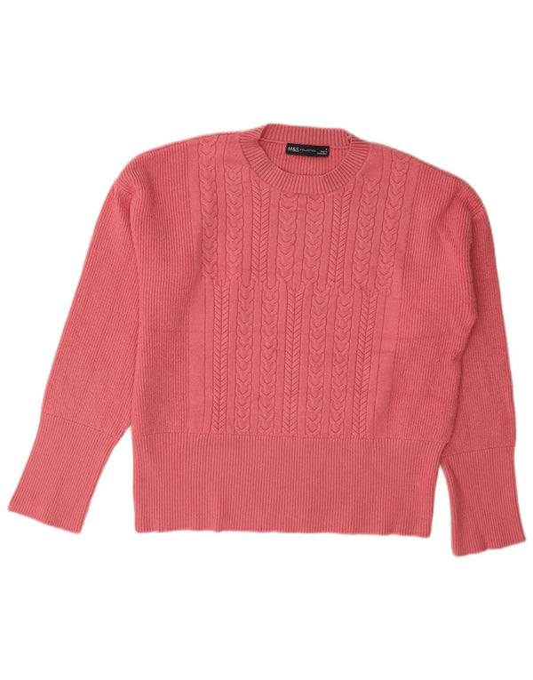 Marks & Spencer Suéter de cuello redondo para mujer UK 10 Small Viscosa rosa