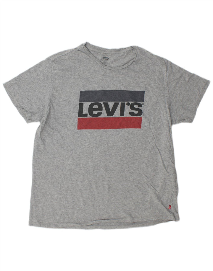 Levi's Camiseta gráfica para hombre Top grande de algodón moteado gris