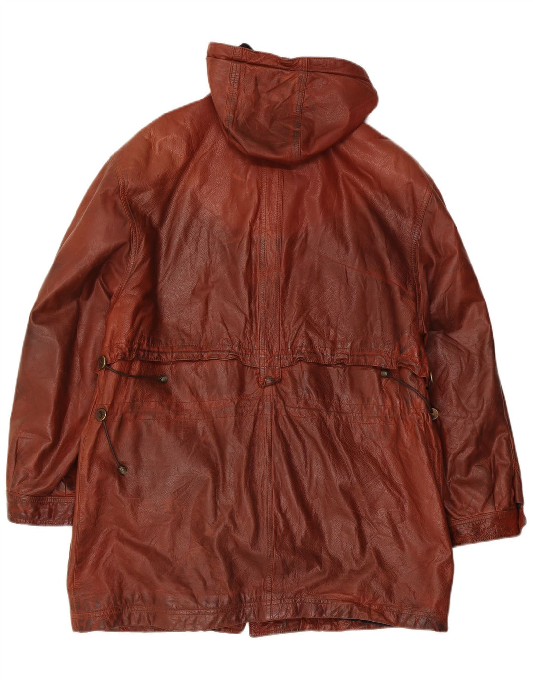 Giamax Abrigo de cuero con capucha para hombre UK 40 Large Brown