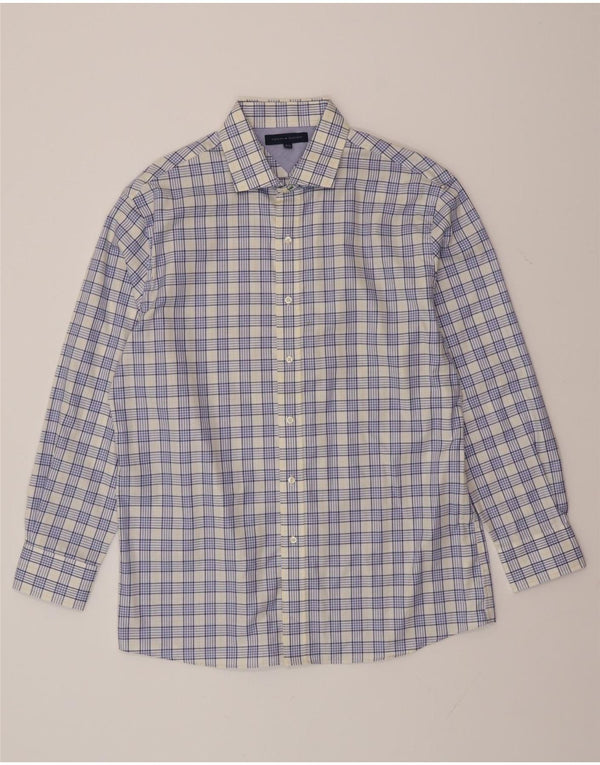 TOMMY HILFIGER Camisa para hombre Talla 16 1/2 Algodón a cuadros azul grande