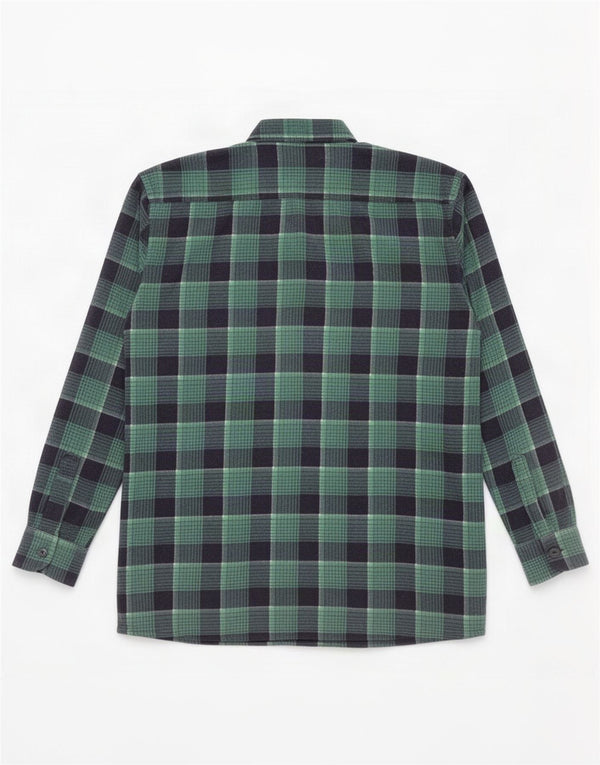 Camisa de franela vintage para hombre con cuadros verdes grandes
