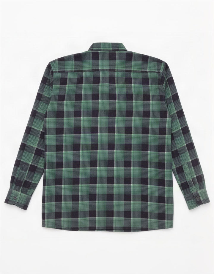 Camisa de franela vintage para hombre con cuadros verdes grandes