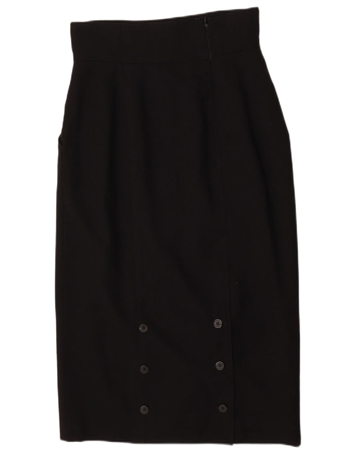 Fendi Falda Midi De Cintura Alta Para Mujer IT 44 Mediana W28 Lana Negra