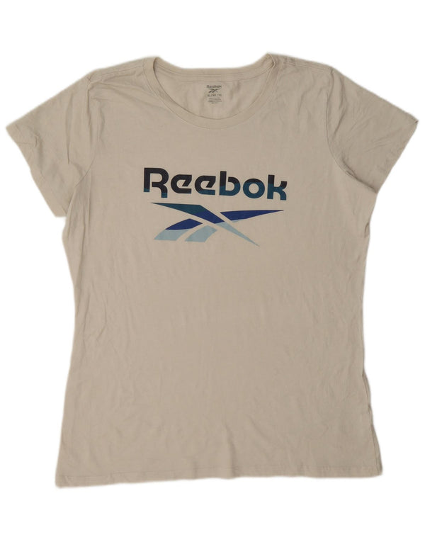Reebok - Camiseta gráfica para mujer, talla 40, XL, algodón beige