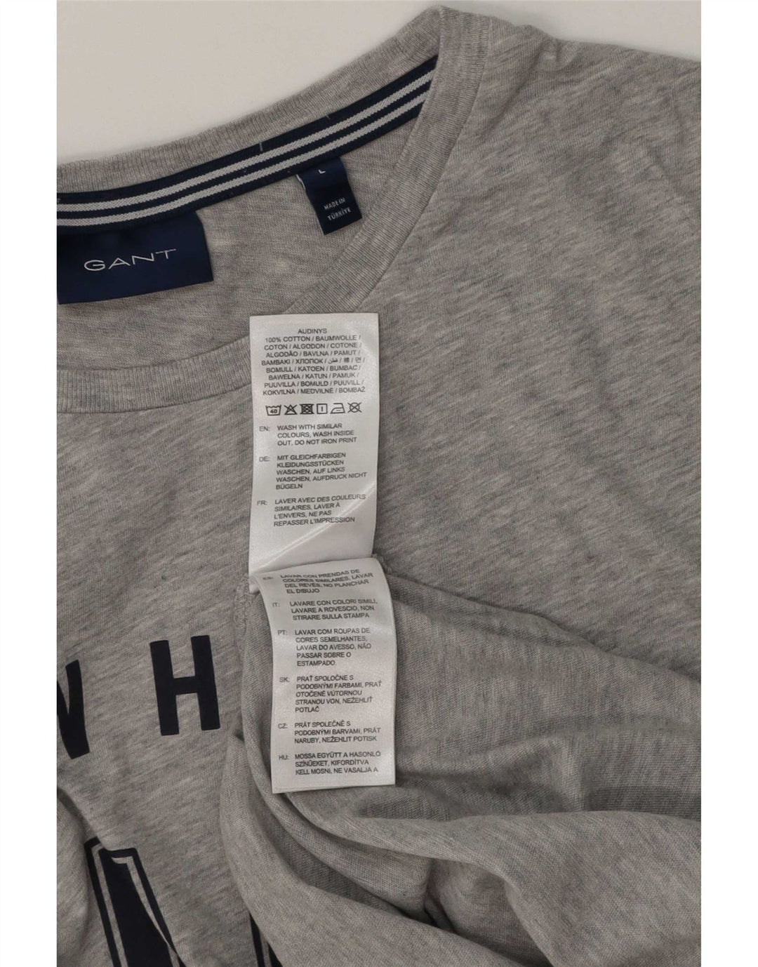 Gant Camiseta Gráfica para Hombre Top Grande Gris Algodón