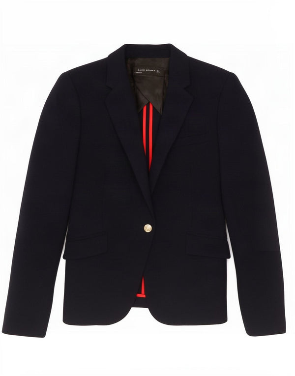 Zara Mujer Chaqueta Blazer De 1 Botón UK 10 Small Azul Marino