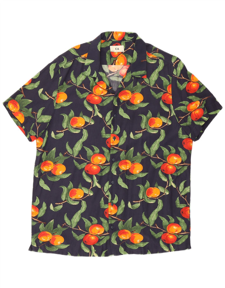 C&A Hombre Camisa De Manga Corta Con Estampado Abstracto XL Azul Marino Viscosa