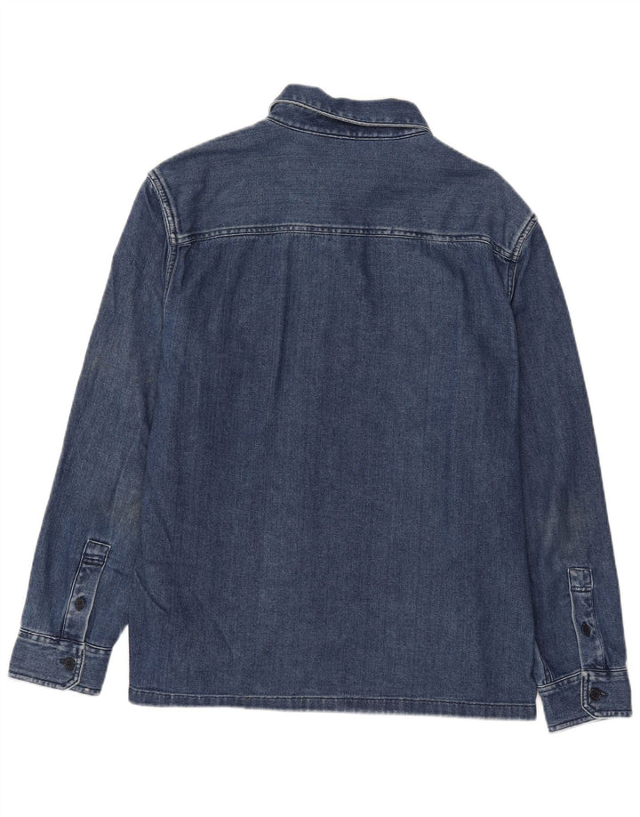 Marks & Spencer Hombre Sobrecamisa Camisa Vaquera Grande Azul Algodón Clásico