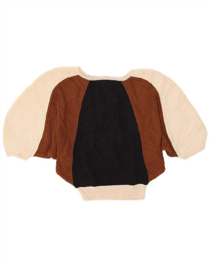 Vintage mujer 1/2 manga barco cuello jersey suéter IT 44 medio multicolor