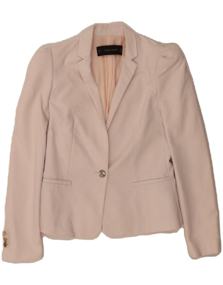ZARA Womens 1 Button Blazer Jacket UK 10 Small Pink Polyester Vintage Zara and Second-Hand Zara from Messina Hembry 