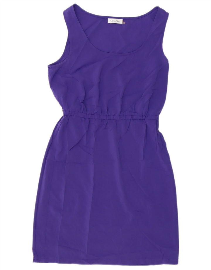 Calvin Klein Vestido sin mangas para mujer US 6 Medio Púrpura Poliéster