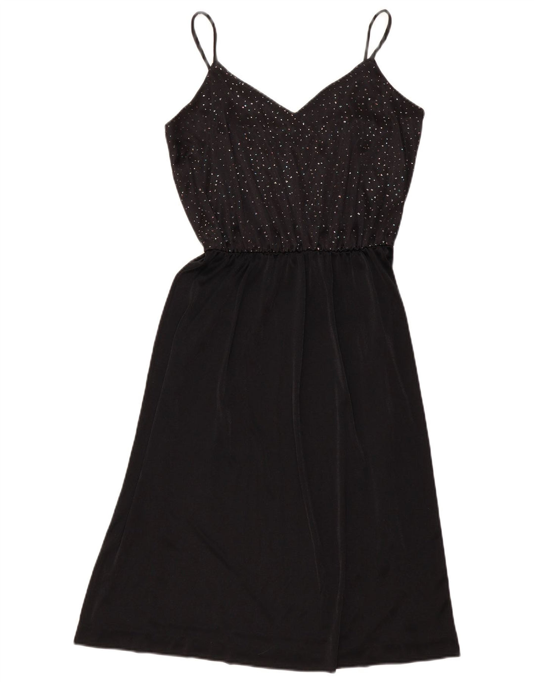 Vintage mujer slip vestido Reino Unido 12 medio negro