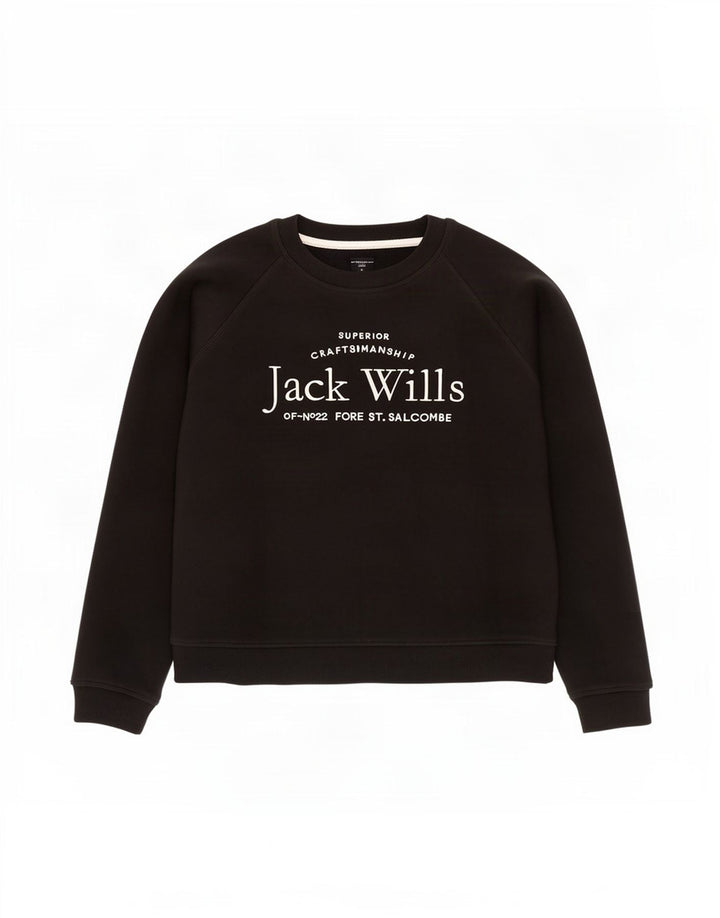 Jack Wills Sudadera de gran tamaño con gráfico para mujer, talla 44, talla M, color negro