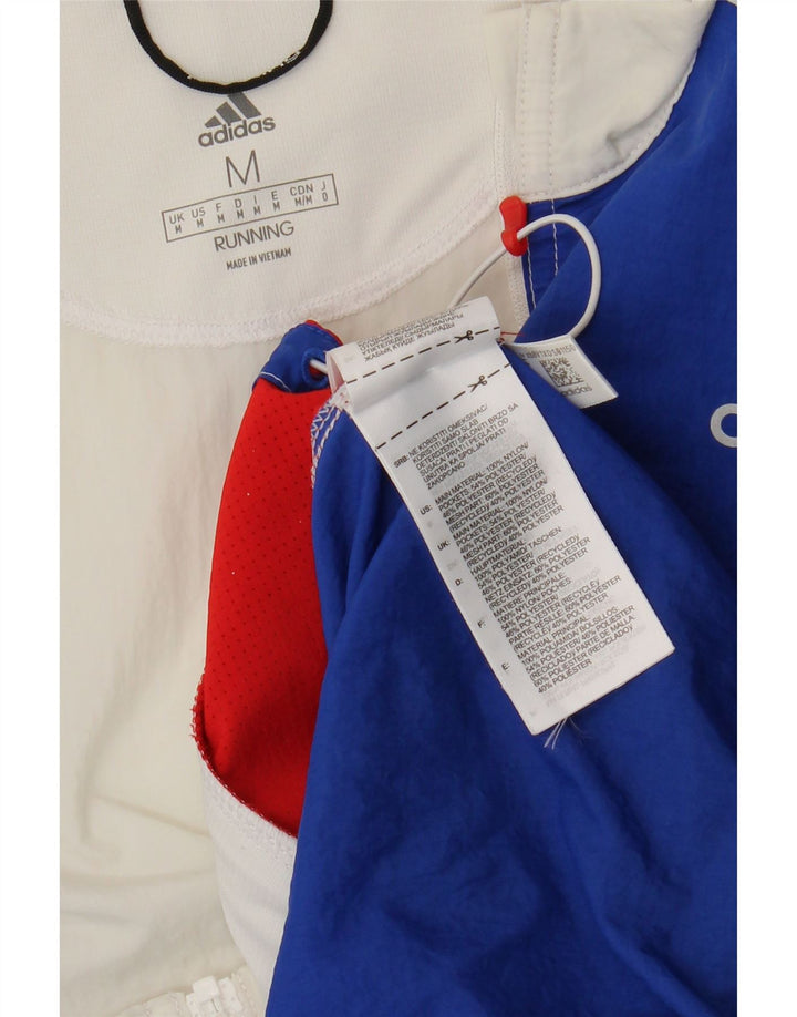 Adidas Hombre Running Chándal Top Chaqueta Mediana Color Block Nylon Blanco