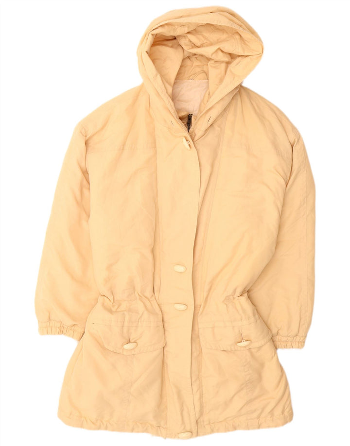 VINTAGE Abrigo acolchado con capucha para mujer EU 38 Poliéster beige medio