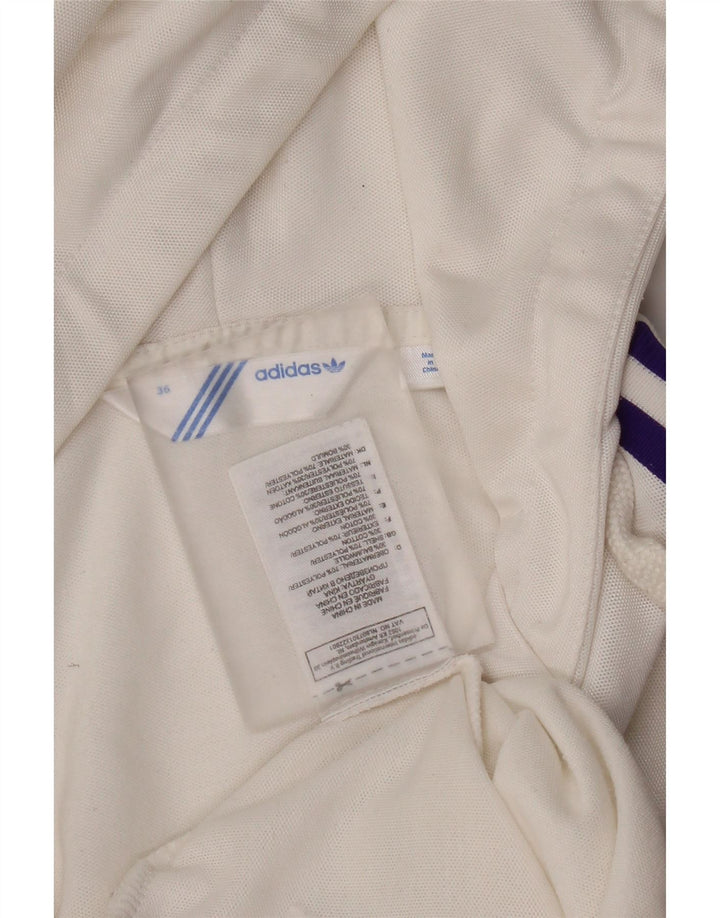 Adidas - Sudadera con capucha y cremallera para mujer, talla 36, poliéster blanco pequeño