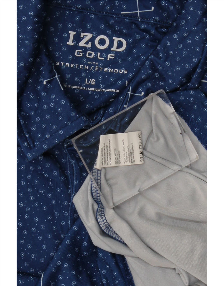 IZOD Polo para hombre de poliéster con lunares azules grandes