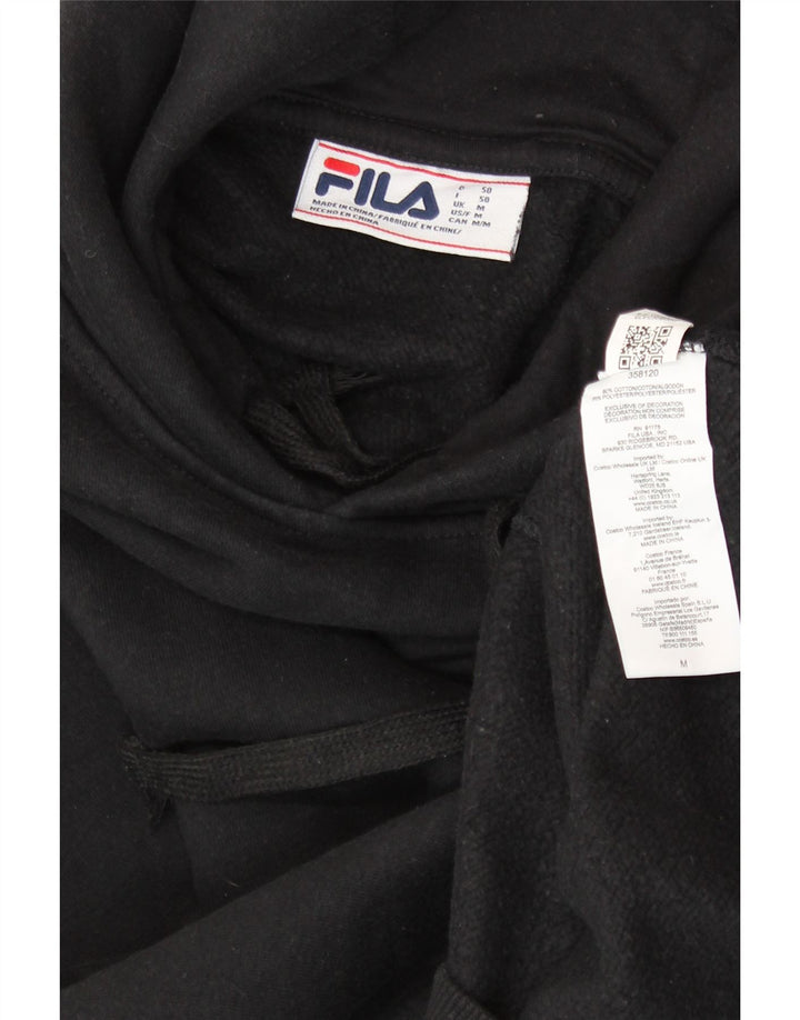FILA Jersey con capucha para hombre, tamaño mediano, algodón negro