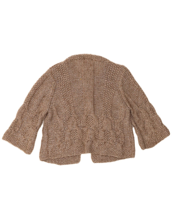 Marks & Spencer Suéter tipo cárdigan corto con manga 3/4 para mujer UK 46 Large Beige