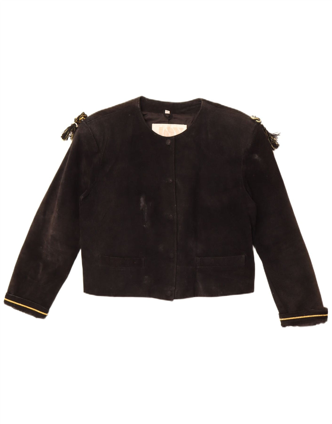 Joy Chaqueta de ante corta para mujer EU 40 Cuero negro mediano