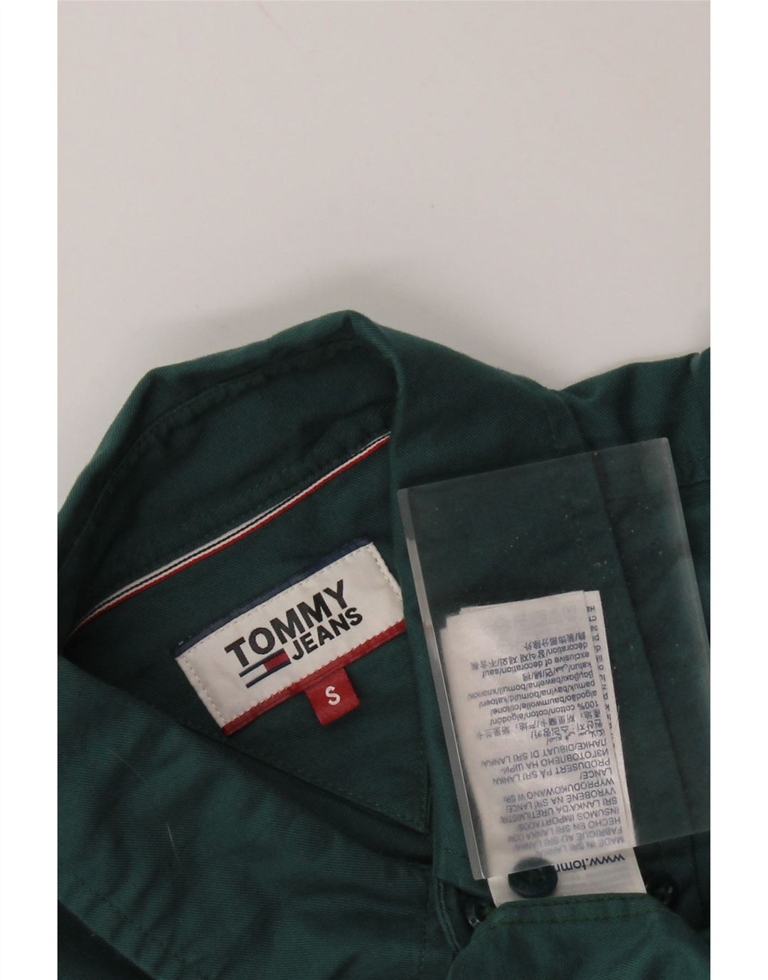 Camisa TOMMY HILFIGER Hombre Small Verde Algodón