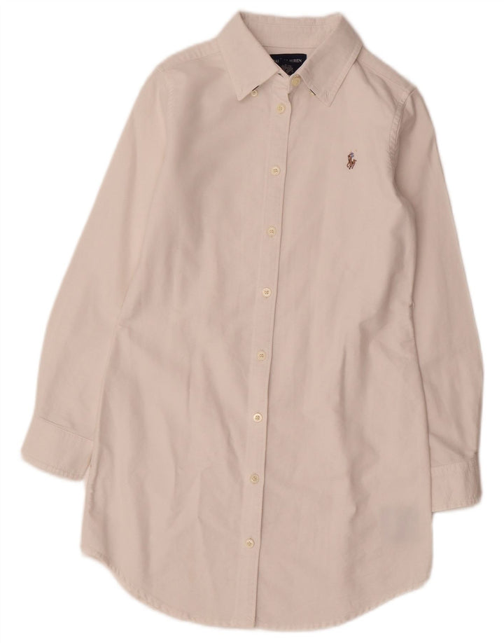 RALPH LAUREN Vestido Camisero Niña 7-8 Años Blanco Algodón