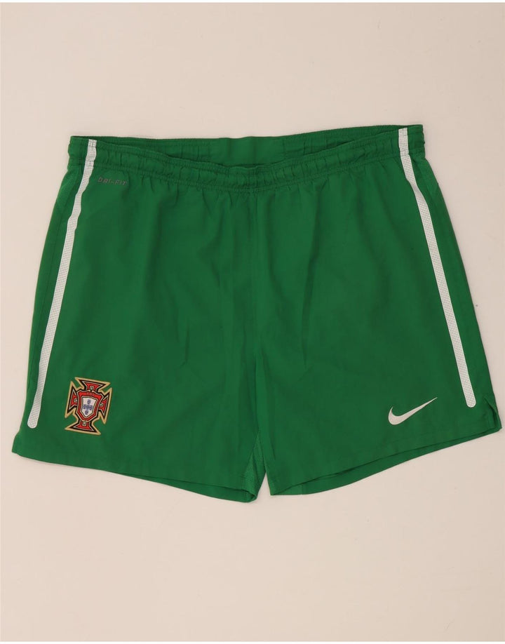 Nike Portugal - Pantalones cortos deportivos para hombre, poliéster verde grande
