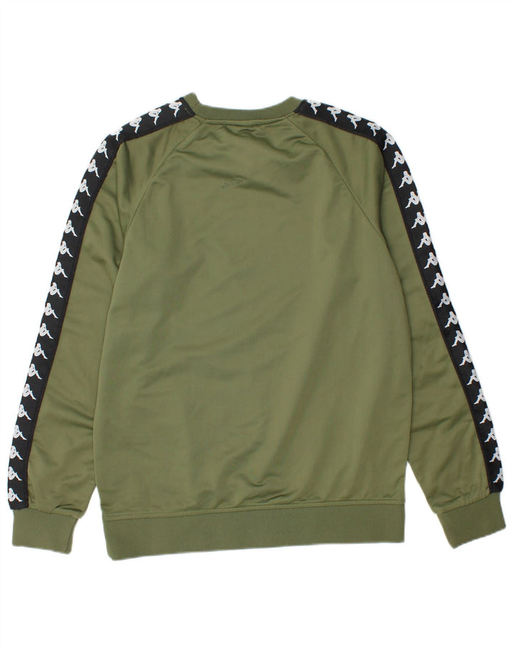 KAPPA Mens Graphic Sweatshirt Jumper Small Green Colourblock Polyester
