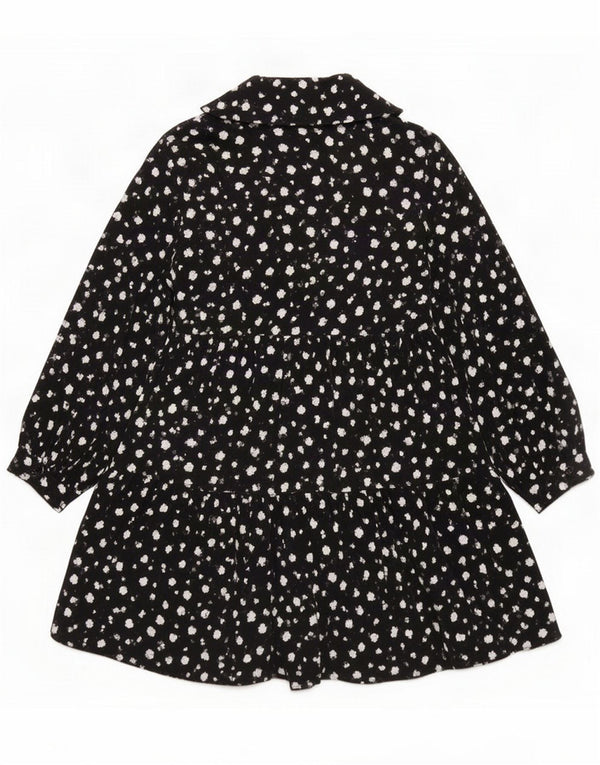 Zara Vestido escalonado de manga 3/4 para mujer ES 40 Pequeño Negro Floral