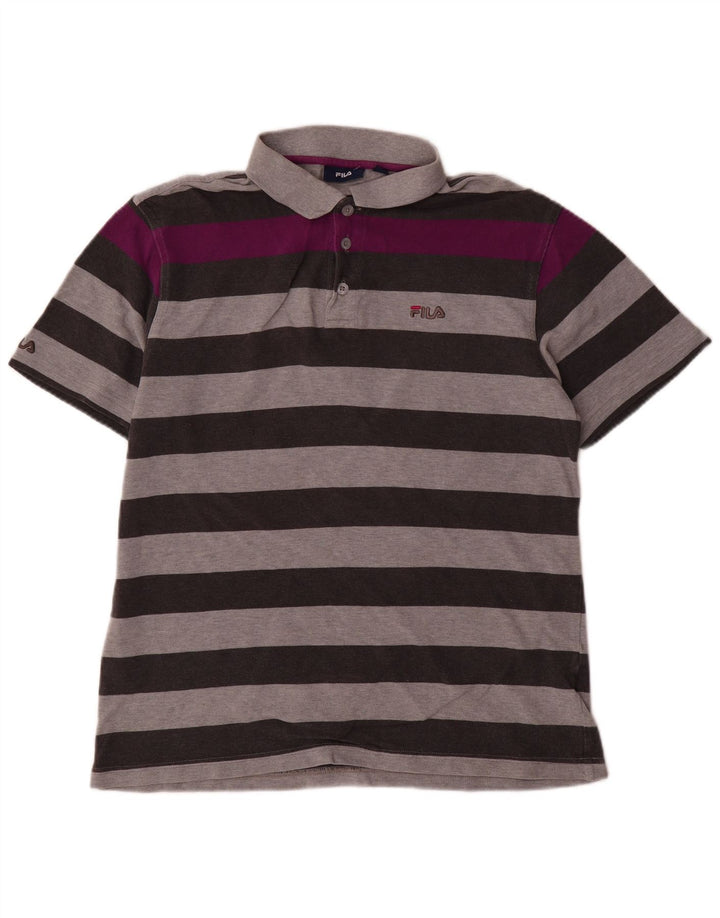 FILA Polo para hombre de algodón color block gris grande
