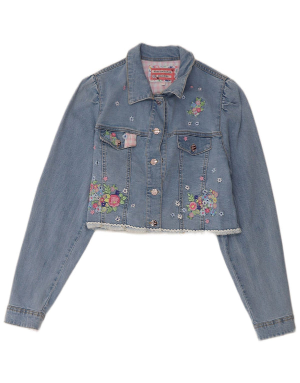 Chaqueta vaquera vintage con estampado gráfico para niñas 13-14 años Algodón floral azul